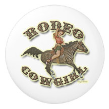 Vintage Pinup Rodeo Cowgirl Drawer Pull 