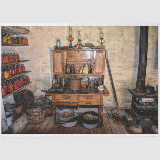 Vintage Pioneer Kitchen Decoupage Tissue Paper (Front)