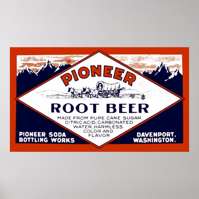 Vintage Pioneer Root Beer Soda Advertisement Poster (Front)