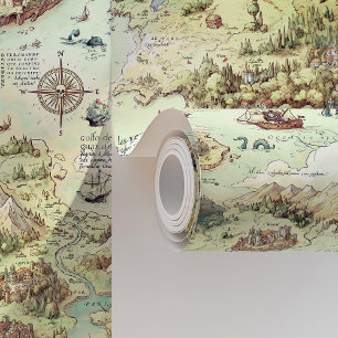 Vintage Pirate Adventure Map & Castles Wallpaper