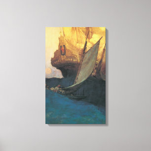 Vintage Pirate, Attack on a Galleon by Howard Pyle Canvas Print