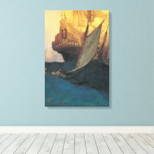 Vintage Pirate, Attack on a Galleon by Howard Pyle Canvas Print