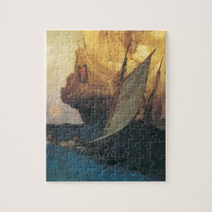 Vintage Pirate, Attack on a Galleon by Howard Pyle Jigsaw Puzzle