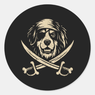 Vintage Pirate Bernese Mountain Dog Crossbones Dog Classic Round Sticker