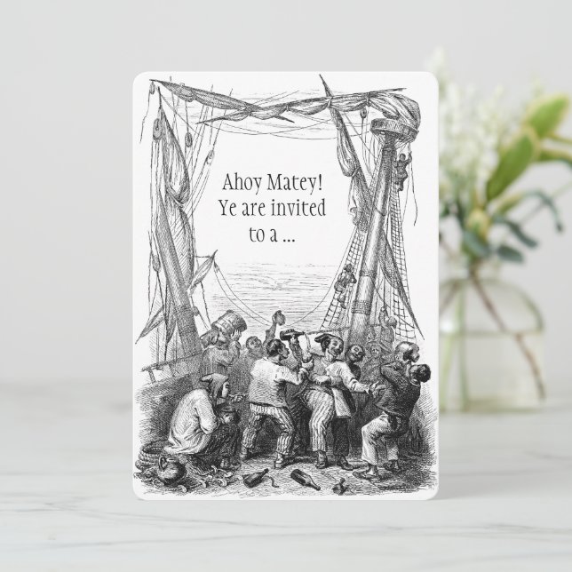 Vintage Pirate Buccaneer Birthday Party Invitation (Standing Front)