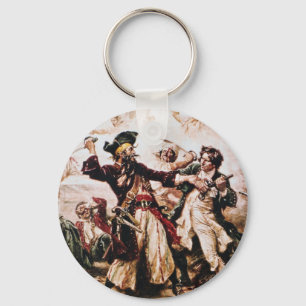 Vintage Pirate Captain Blackbeard Key Ring