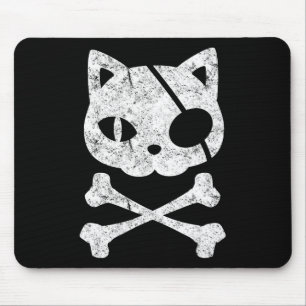 Vintage Pirate Cat Kitten Halloween Skull Cross Bo Mouse Mat