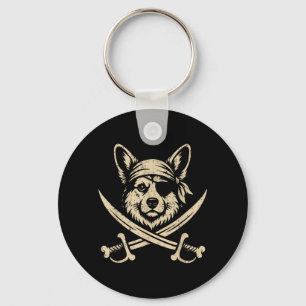 Vintage Pirate Corgi Crossbones Dog Lover Key Ring