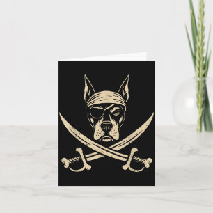 Vintage Pirate Doberman Crossbones Dobie Dog Lover Card