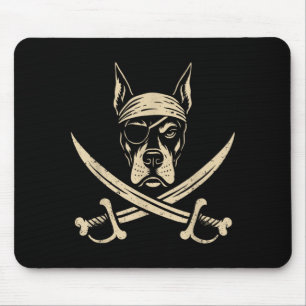 Vintage Pirate Doberman Crossbones Dobie Dog Lover Mouse Mat