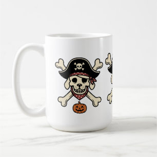 Vintage Pirate Dog Halloween Skull Cross Bones Coffee Mug