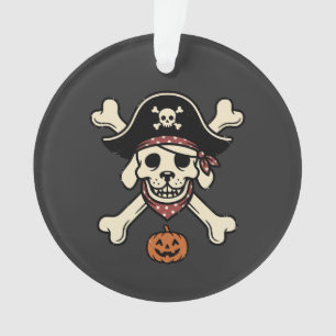 Vintage Pirate Dog Halloween Skull Cross Bones Ornament