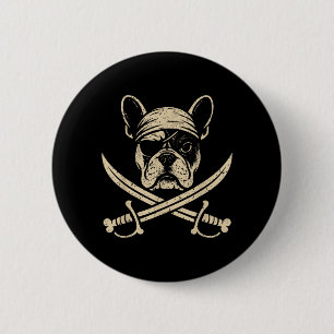 Vintage Pirate French Bulldog Crossbones Dog Lover 6 Cm Round Badge