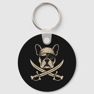 Vintage Pirate French Bulldog Crossbones Dog Lover Key Ring