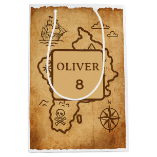 Vintage Pirate Gift Bag, Minimalist Map Present Medium Gift Bag