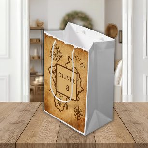 Vintage Pirate Gift Bag, Minimalist Map Present Medium Gift Bag
