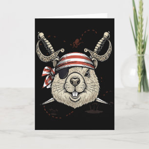 Vintage Pirate Groundhog And Crossbones Card