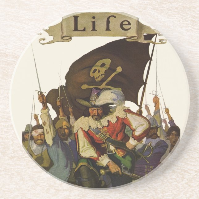 Vintage Pirate Life 1921 illustration Coaster (Front)