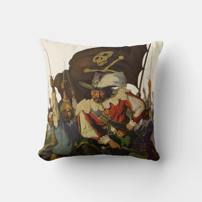 Vintage Pirate Life Wyeth Illustration Cushion (Front)