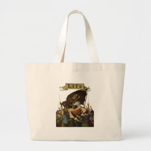 Vintage Pirate Life Wyeth illustration Large Tote Bag