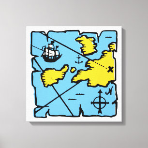 Vintage Pirate Map Stretched Canvas Print (Medium)
