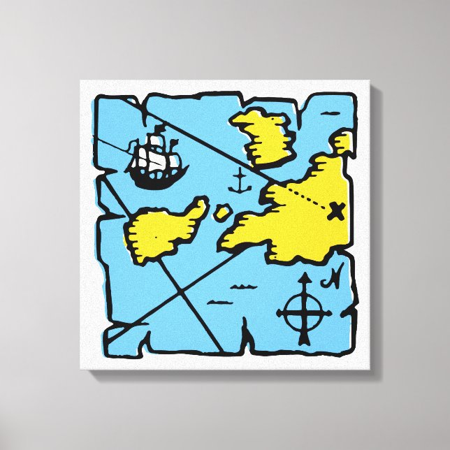 Vintage Pirate Map Stretched Canvas Print (Medium) (Front)