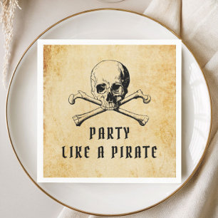 Vintage Pirate Party Skull & Bones Halloween Napkin