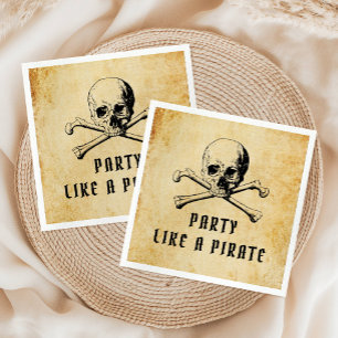 Vintage Pirate Party Skull & Bones Halloween  Napkin