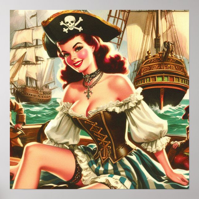Vintage Pirate Pin Up Poster (Front)