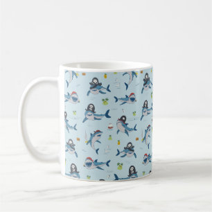 Vintage pirate shark funny sea animal wild hand dr coffee mug