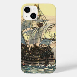 Vintage Pirate Ship, Galleon Sailing on the Ocean Case-Mate iPhone 14 Case