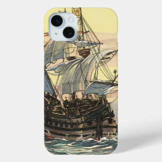 Vintage Pirate Ship, Galleon Sailing on the Ocean iPhone 15 Mini Case