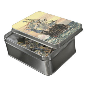 Vintage Pirate Ship, Galleon Sailing on the Ocean Jigsaw Puzzle