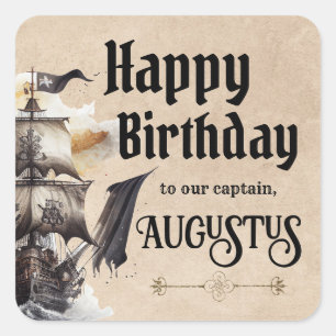 Vintage Pirate Ship Square Sticker