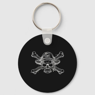 Vintage Pirate Skull And Crossbone Skeleton Jolly Key Ring
