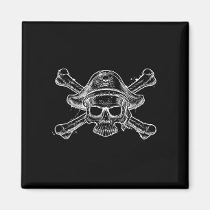 Vintage pirate skull and crossbone skeleton jolly magnet