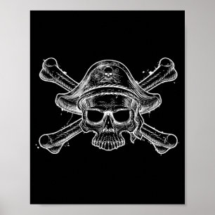 Vintage Pirate Skull And Crossbone Skeleton Jolly Poster