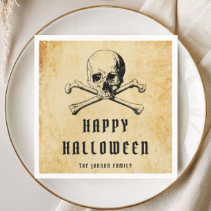 Vintage Pirate Skull & Bones Halloween Napkin