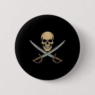 Vintage Pirate Skull Caribbean Cruise Halloween Sk 6 Cm Round Badge