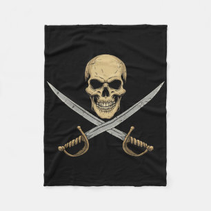 Vintage Pirate Skull Caribbean Cruise Halloween Sk Fleece Blanket
