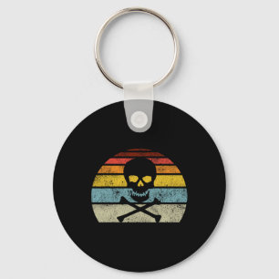 Vintage Pirate Skull Crossbones Flag Retro Style H Key Ring