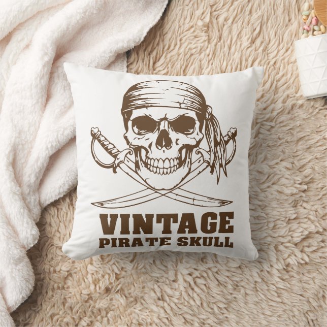 Vintage Pirate Skull Cushion (Blanket)
