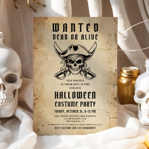Vintage Pirate Skull Halloween Costume Party  Invitation