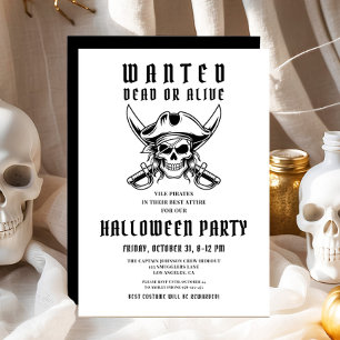 Vintage Pirate Skull Halloween Party Invitation