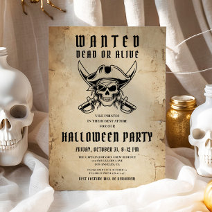 Vintage Pirate Skull Halloween Party  Invitation