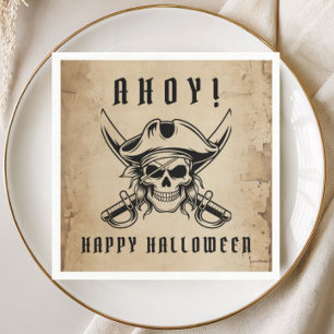 Vintage Pirate Skull Halloween Party Napkin