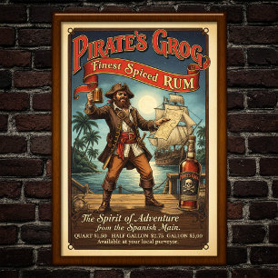 Vintage Pirate Spiced Rum Advertising Poster