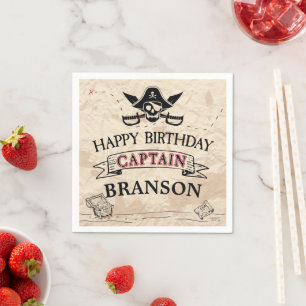 Vintage Pirate Treasure Map Happy Birthday Napkin