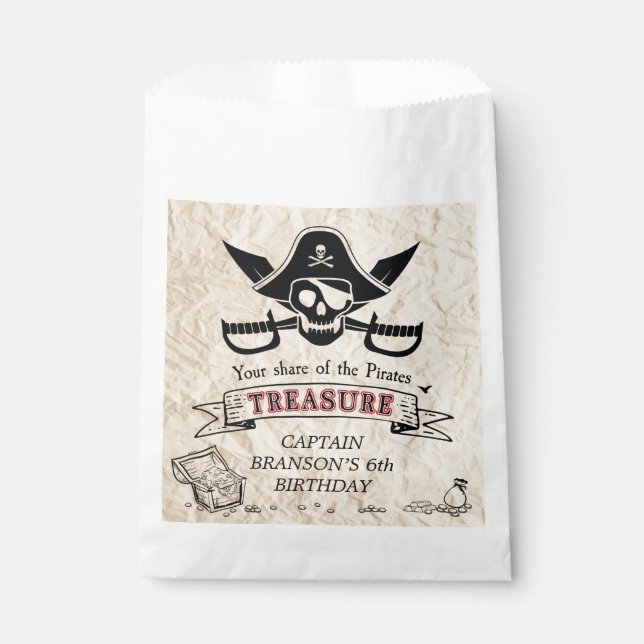 Vintage Pirate Treasure Map Thank you Favour Bags (Front)