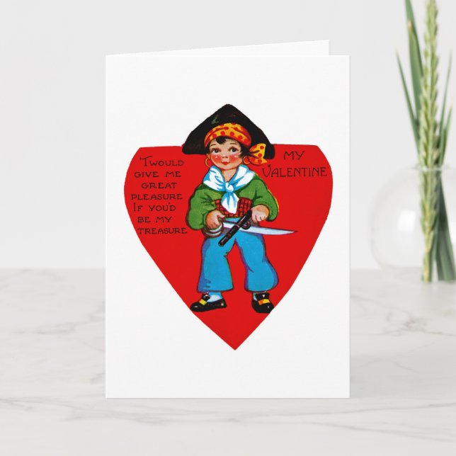 Vintage Pirate Valentine Holiday Card (Front)